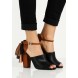 Босоножки ROXY TASSLE TRIM HIGH VAMP BLOCK HEEL SANDAL - BLK/TAN LOST INK артикул LO019AWGIT37 распродажа